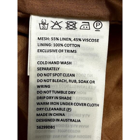 Bardot Mini Dress Linen Blend Goddess Halter Backless Zip Back Brown Medium NWT - Picture 10 of 10